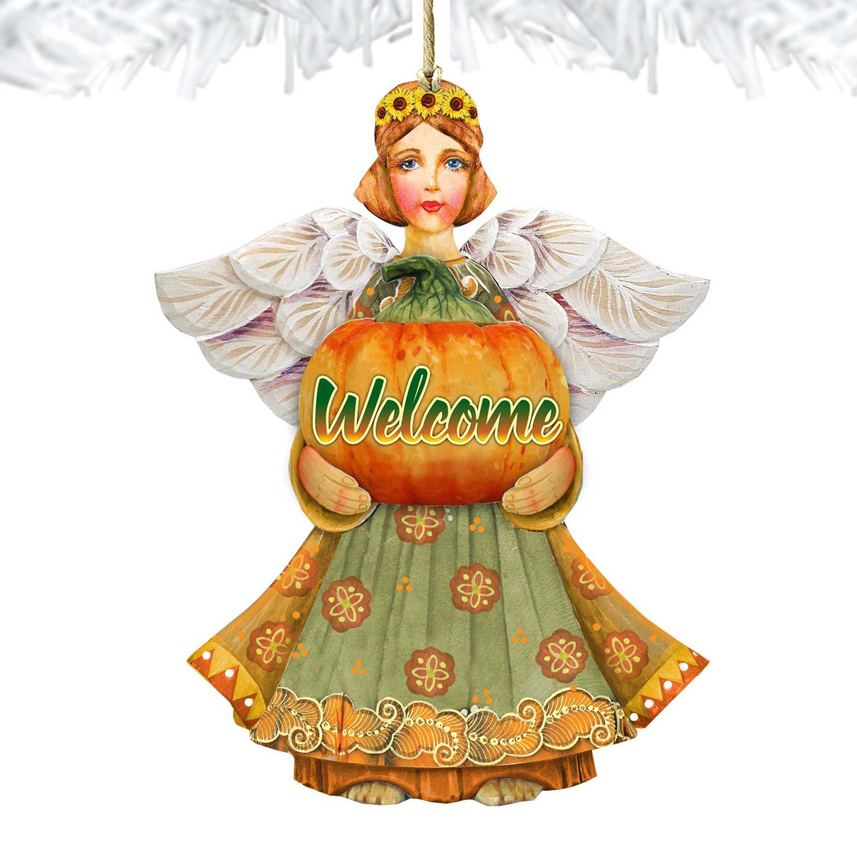 Fall Angel Wooden Ornaments Fall by G. DeBrekht - Thanksgiving Halloween Decor - 8155232-2
