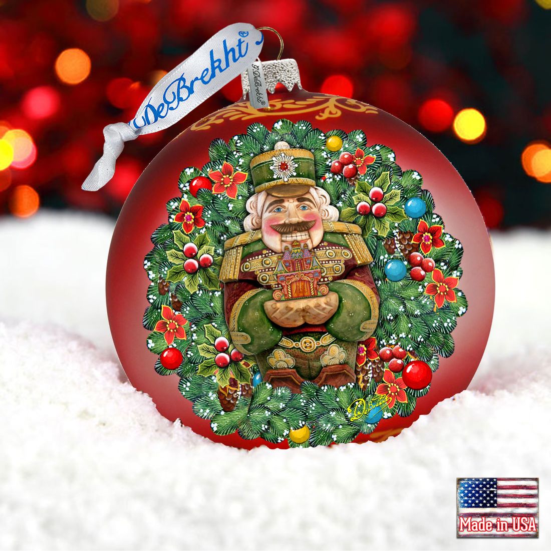 Adorno de cristal "El Cascanueces", edición limitada, de G. DeBrekht - Decoración navideña de Papá Noel y muñeco de nieve - 73907