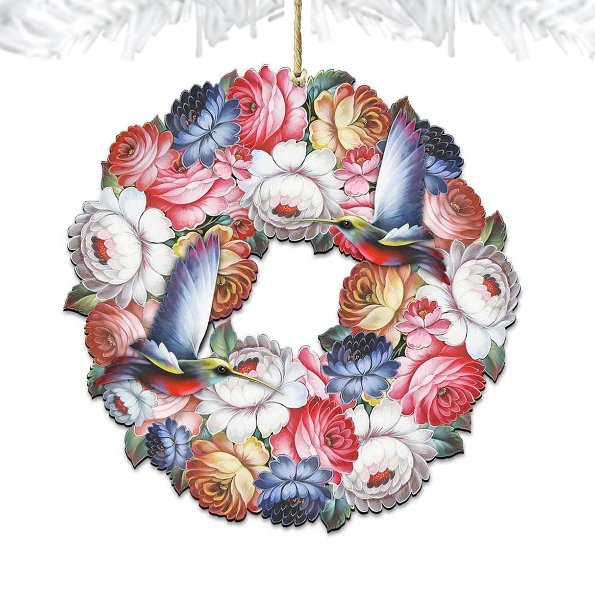 Birdy Floral Wreath Wooden Ornaments by G. DeBrekht - Easter Spring Decor - 8185312