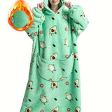 Sweat à capuche en flanelle imprimé citrouille grande taille - Doux, confortable, pelucheux, à capuche, vêtement d'hiver pour femme sur le thème d'Halloween