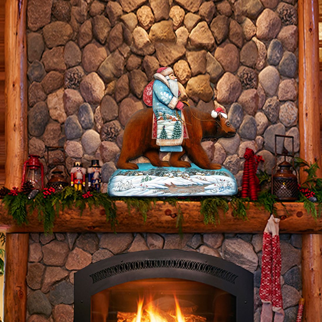 Decoración navideña para puerta con Papá Noel y oso grizzly de G. DeBrekht - Decoración navideña con Papá Noel y muñeco de nieve - 8151128H