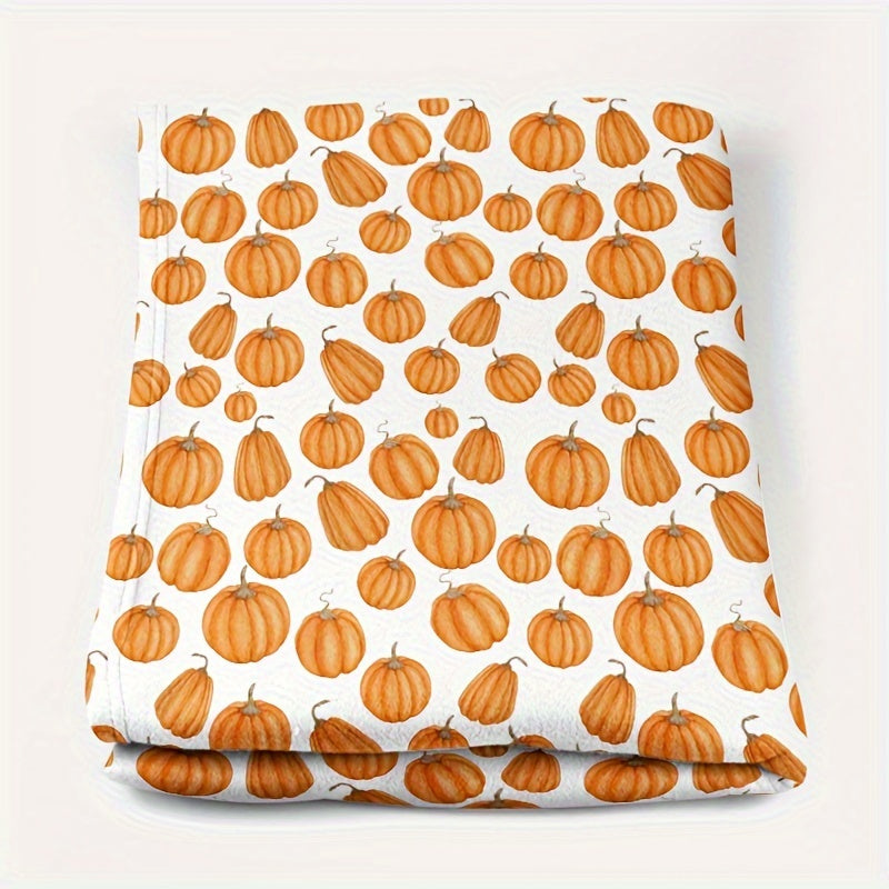 Cozy Pumpkin Print Flannel Throw Blanket - Perfect For Fall, Thanksgiving & Christmas Gifts | Soft, Warm & Reversible | Ideal For Couch, Bed, Office & Travel