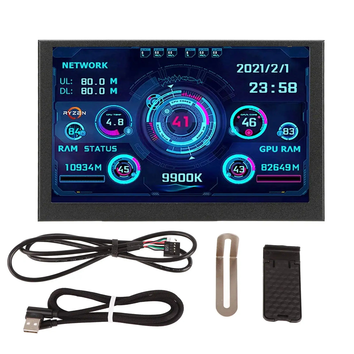 PC CPU Data Monitor 5in IPS USB C TYPE C Temperature Display PC CPU GPU RAM Data Monitor - Lootquake
