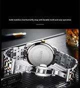 Stainless Steel With Double Calendar Quartz Watch Waterproof Luminous - Lootquake