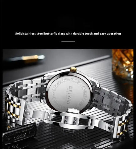 Stainless Steel With Double Calendar Quartz Watch Waterproof Luminous - Lootquake