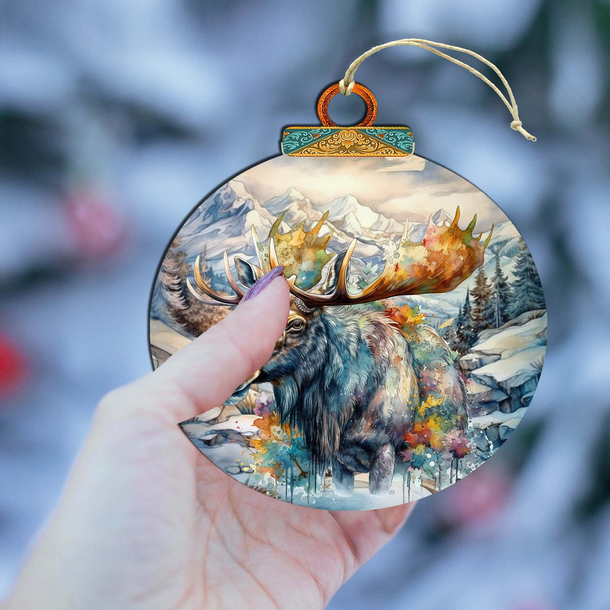 Mighty Moose Of Alaska Wooden Ornaments by G.Debrekht - Wildlife Holiday Decor - 870054