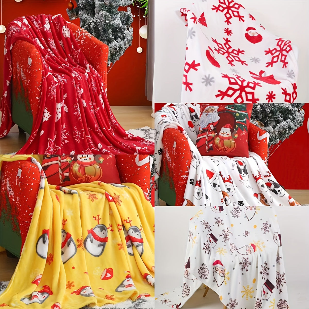 1 manta navideña de felpa, suave y cómoda, ideal para sofá, oficina, cama, camping, viajes, regalo de Navidad.