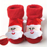 1 par de calcetines navideños para niña, adorables accesorios navideños con dibujos en 3D, calcetines gruesos de algodón con lazo, calcetines rojos antideslizantes.
