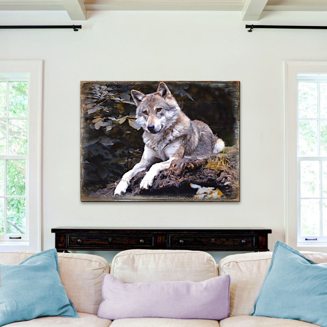 Arte mural de madera con diseño de lobo de Nature Wonders - Decoración de vida silvestre - 95287B