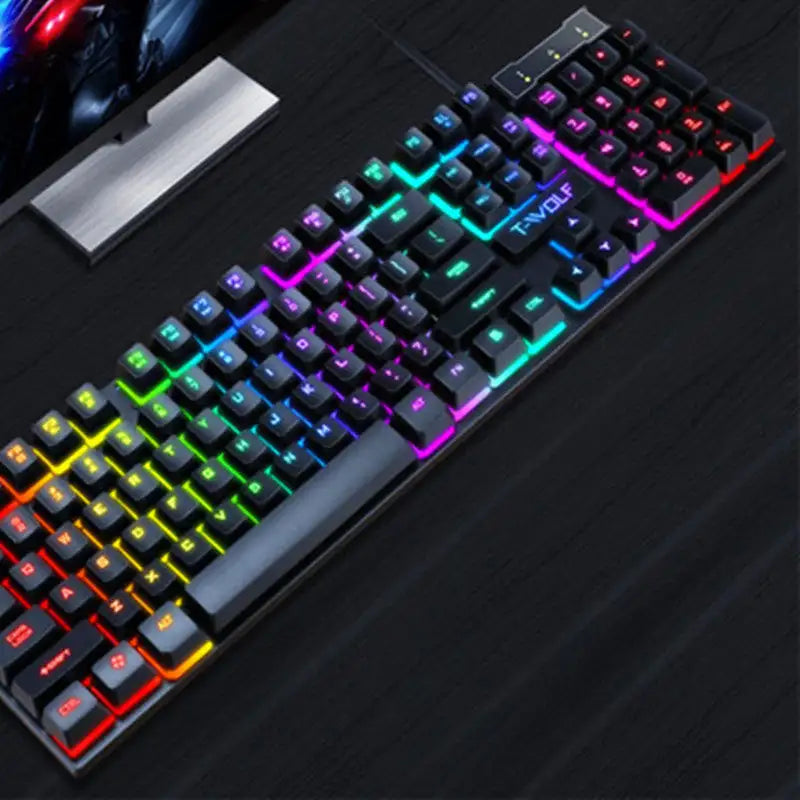 Gaming Usb Luminous Wired Keyboard Floating Manipulator - Lootquake