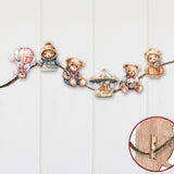 Teddy Bear Decorative Wooden Clip-on Ornaments Set of 6 by G. Debrekht - Christmas Decor - 8090025C-S6