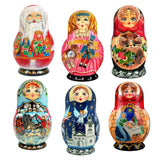 Nested Dolls Decorative Wooden Clip-on Ornaments Set of 6 by G. Debrekht - Christmas Decor - 8090130C-S6