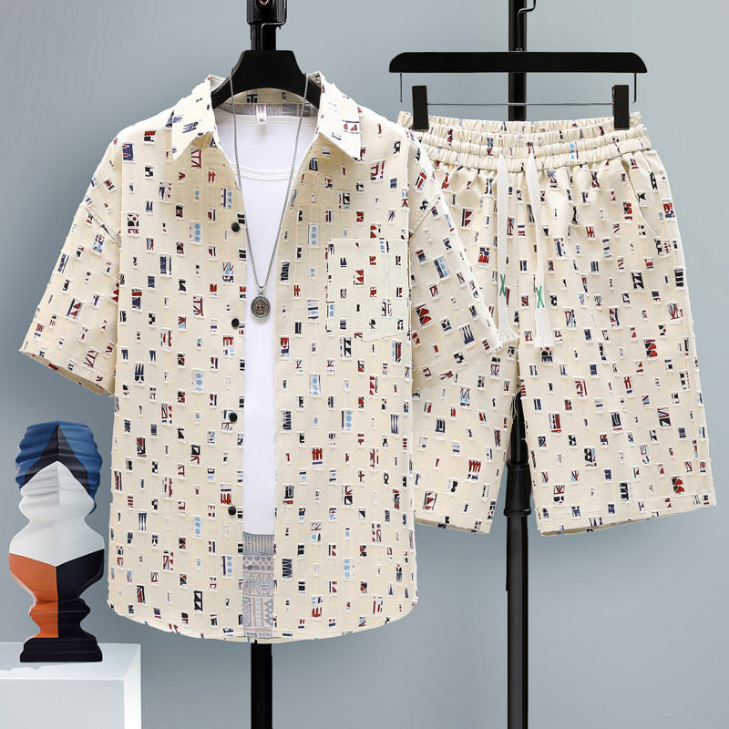Men's Short-sleeved Suit Youth Student Leisure Sports Cool Shorts Two-piece Set - Lootquake