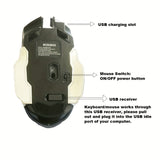 Teclado y ratón para juegos QZUKOY, inalámbricos, retroiluminados con arcoíris, recargables, con panel metálico y sensación mecánica, para portátiles y PC.