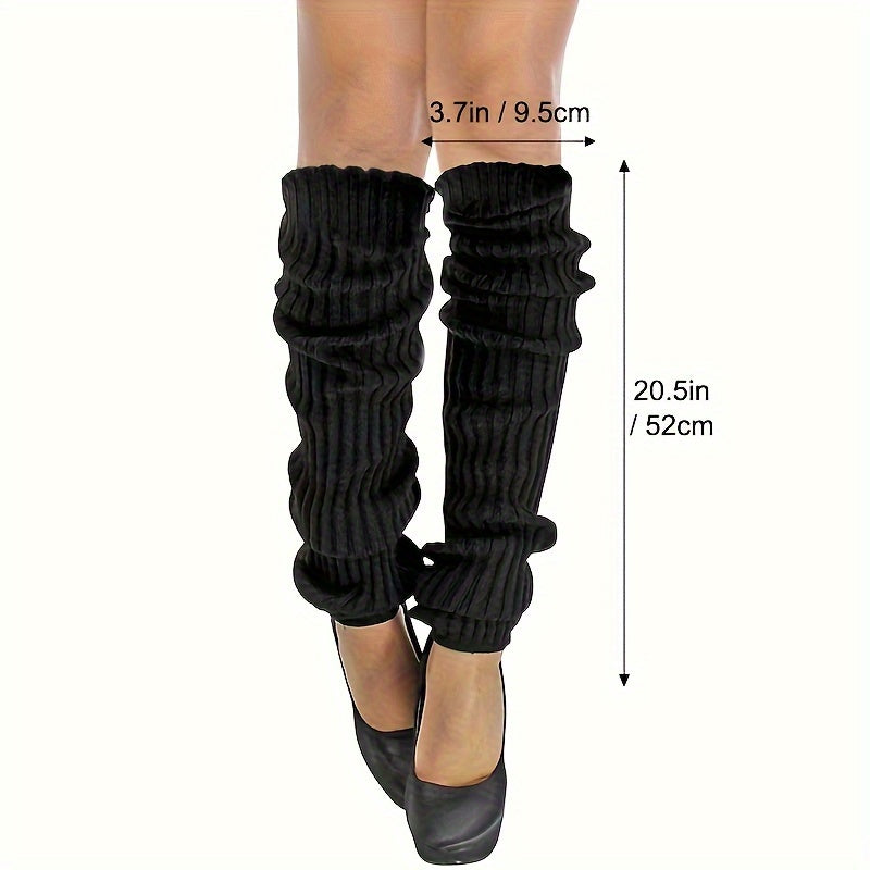 3 pares de calentadores de piernas de punto acanalado, calcetines largos informales de moda para invierno, térmicos, estilo JK, para mujeres y niñas.