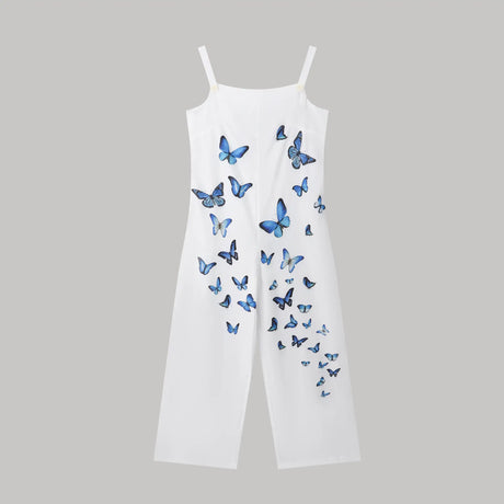 Ladies' Butterfly Printed Button Detail Casual Style Overalls - Lootquake
