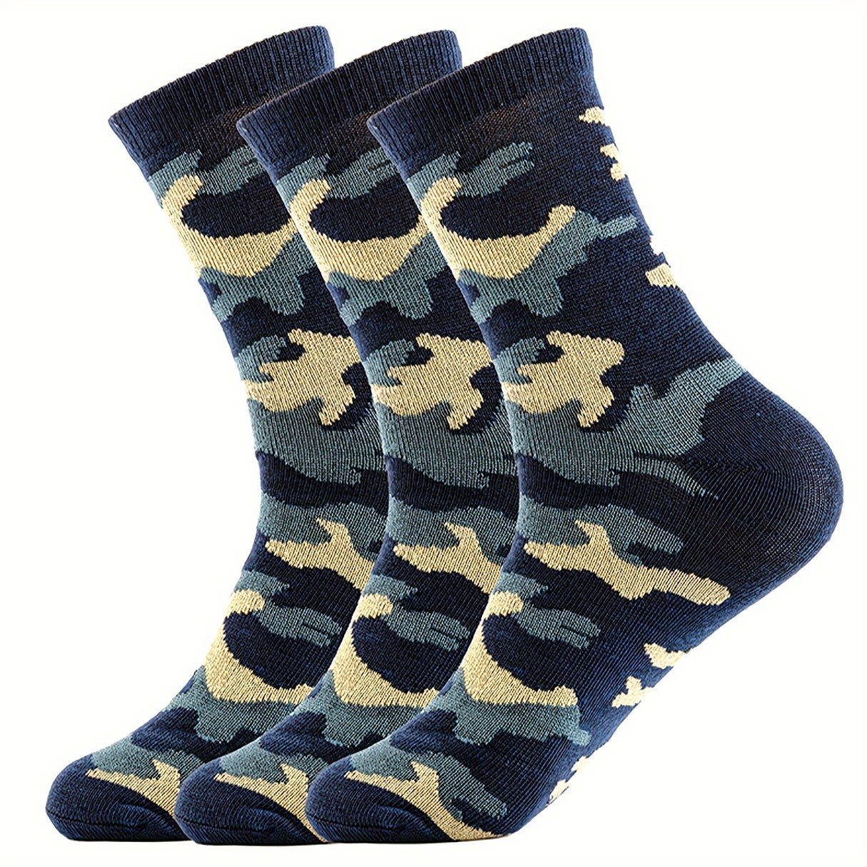 Lot de 3 paires de chaussettes de sport camouflage pour homme - Résistantes, extensibles et côtelées pour toutes les saisons