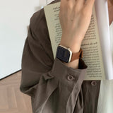 Square Buckle Lychee Leather Waist Strap