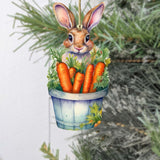 Bunny with Basket of Carrots Wooden Ornaments by G. DeBrekht Easter Spring Decor - 8652769