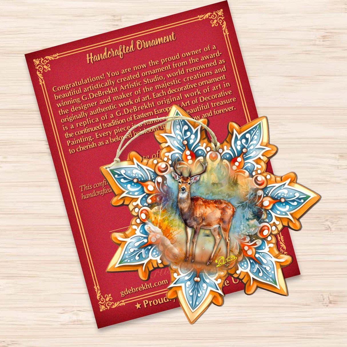 Adornos de madera con forma de copo de nieve de alce del bosque de G. Debrekht - Decoración de vida silvestre - 8688413