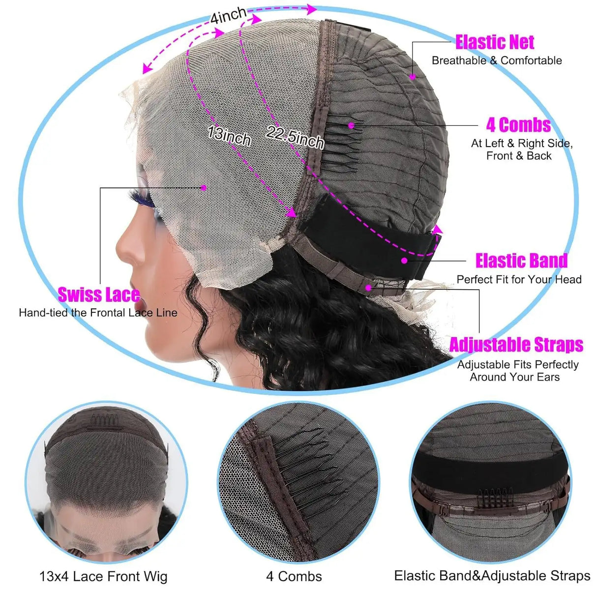 Front Lace Human Hair Wig Deep Wave Human Wigs - Lootquake