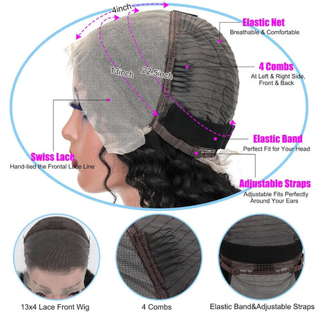 Front Lace Human Hair Wig Deep Wave Human Wigs - Lootquake