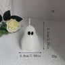 Vela artesanal con aroma a fantasma de Halloween: aroma a lavanda, mecha única, diseño de tarro con detalle de lazo.
