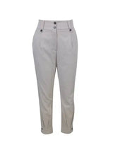 Women's Solid Color Non Elastic Belt Button Detail Four Season Fashion Pants - Lootquake