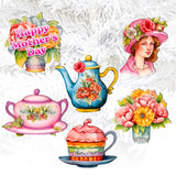 Juego de 6 adornos decorativos de madera con clip para el Día de la Madre de G. Debrekht - Love Family Decor - 8090059C-S6