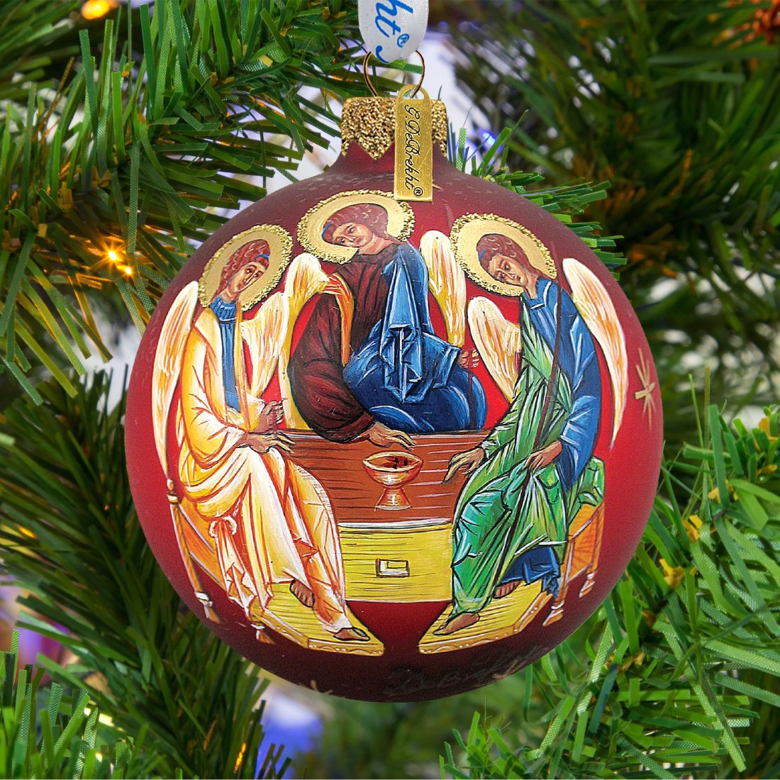 Nativity icon Glass Ornament Set of 3 by G. DeBrekht - Nativity Holiday Decor - 73751-B3