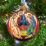 Nativity icon Glass Ornament Set of 3 by G. DeBrekht - Nativity Holiday Decor - 73751-B3