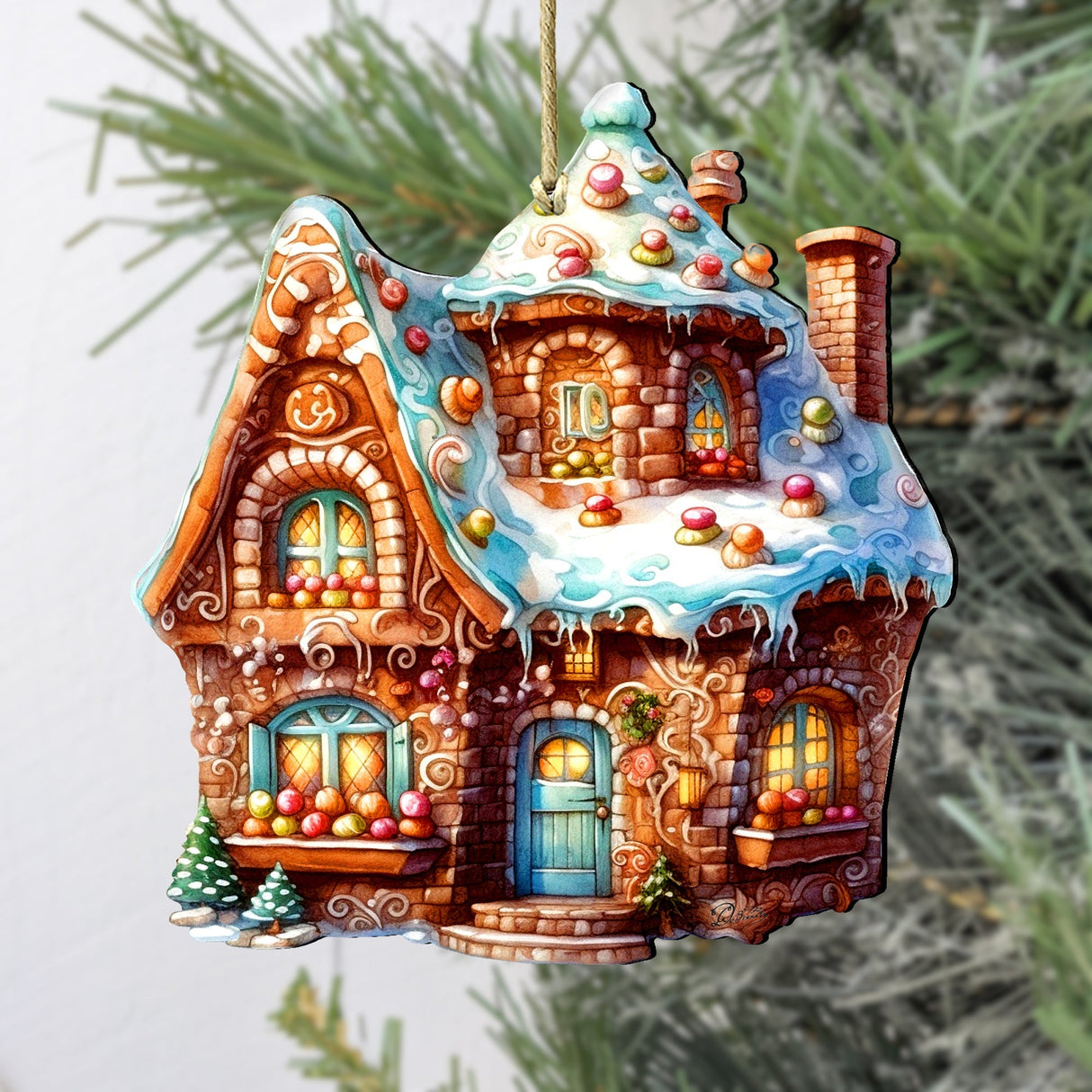 Gingerbread House Wooden Ornaments by G. Debrekht - Christmas Decor - 8100191-2