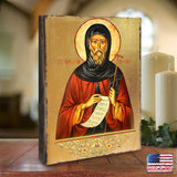 Icono religioso cristiano sagrado de madera bañado en oro de San Antonio - Decoración inspiradora - 85062