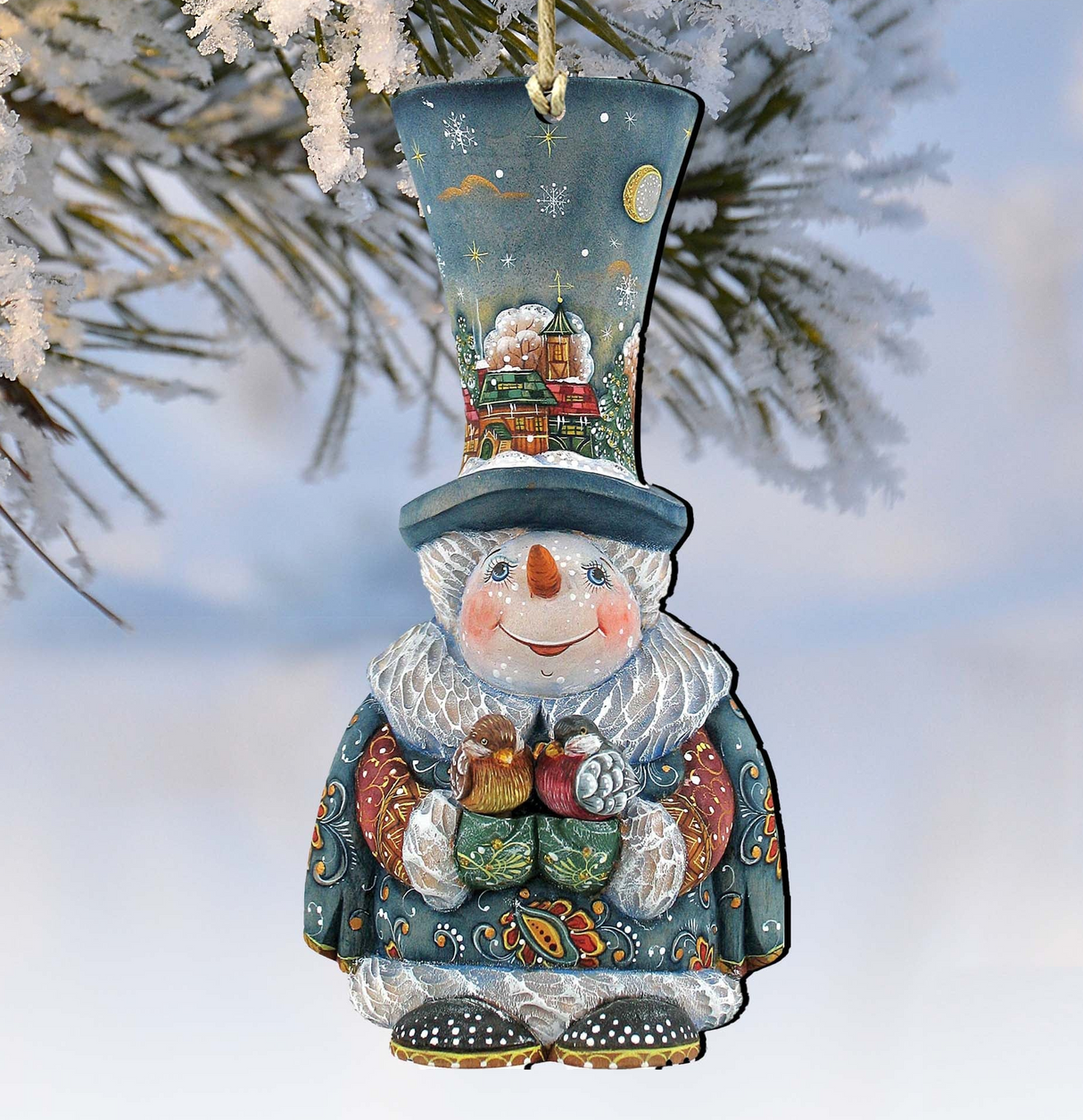 Old World Christmas Snowman Wooden Ornaments by G. DeBrekht - Christmas Santa Snowman Decor - 8116420