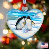 Adorno de cristal con forma de corazón de Penguins Pals de G. DeBrekht - Decoración navideña con temática de vida silvestre - 73431