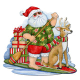 Christmas Decoration Door Hanging Paddleboarding Santa - Santa Door Hanger by Susan Winget Handmade Gift - 8471114H-SW