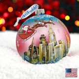 Up-Up and Away Ball Glass Ornament by G. DeBrekht - Christmas Santa Snowman Decor - 73318