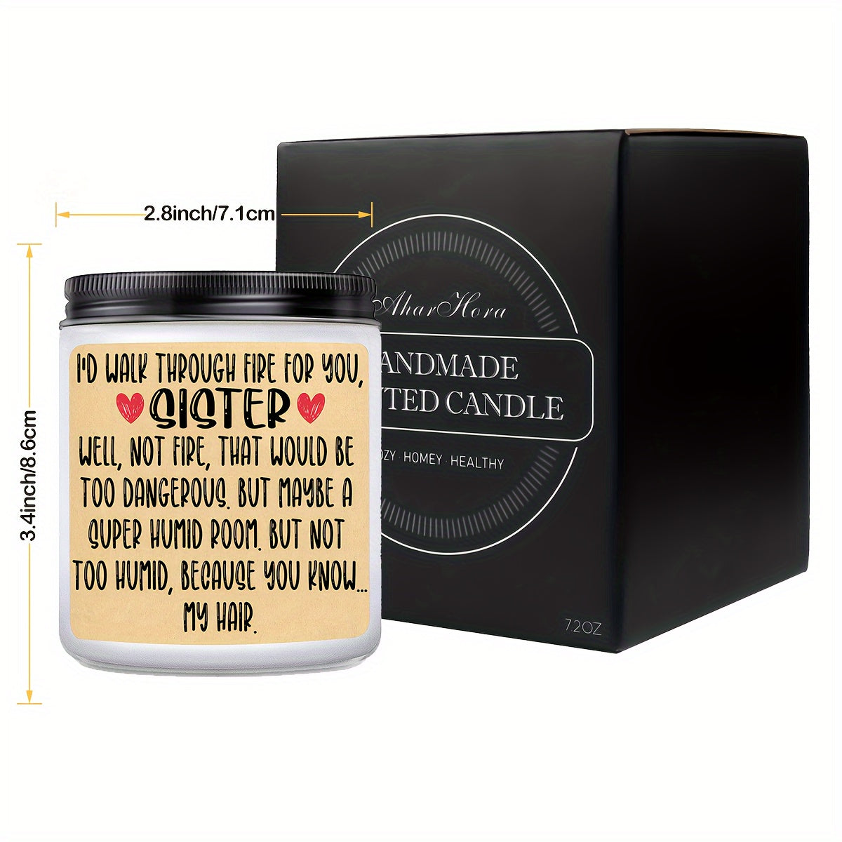 Vela de cera de soja con aroma a vainilla en frasco ovalado brillante. Un regalo de cumpleaños brillante para hermanas, cuñadas y hermanos. Un regalo divertido para hermanas. Crea un ambiente natural, duradero y cálido.