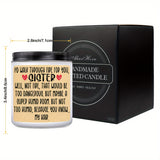 Vela de cera de soja con aroma a vainilla en frasco ovalado brillante. Un regalo de cumpleaños brillante para hermanas, cuñadas y hermanos. Un regalo divertido para hermanas. Crea un ambiente natural, duradero y cálido.
