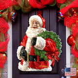 Corona navideña de Papá Noel para puerta de D. Gelsinger - Decoración navideña de muñeco de nieve de Papá Noel - 8461015H-1513