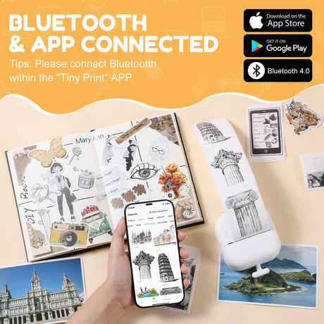 Mini Printer, All Purpose Sticker Maker With Thermal Papers, Bluetooth Portable Printer All Purpose - Lootquake