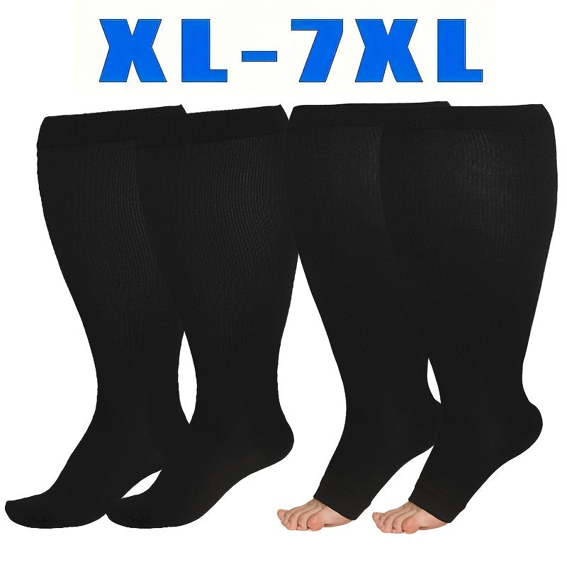 1 par de calcetines de compresión unisex de talla grande, hasta la rodilla, 20-30 mmHg, transpirables y circulantes, para pantorrillas, para mujer y hombre.