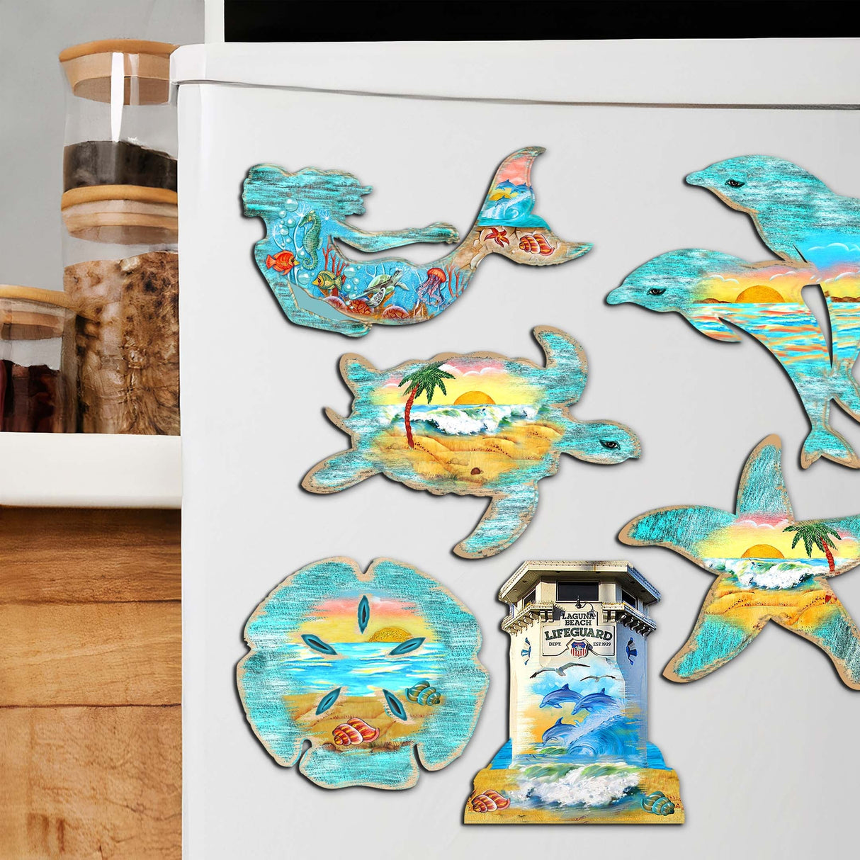 Coastal Decorative Wooden Magnets Set of 6 by G. Debrekht - Coastal Decor - 8090060G-S6