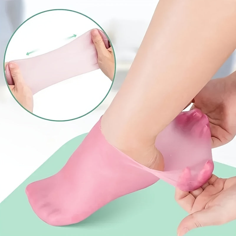 Lot de 2 chaussettes en gel de silicone pour le soin des pieds, hydratantes et anti-crevasses, pour le massage, anti-peaux mortes, soulage la douleur, sans alcool, de qualité familiale, sans alimentation électrique.