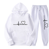 Men's And Women's Fleece-lined Sweater Suit Autumn And Winter Heart Figure Hoodie - Lootquake