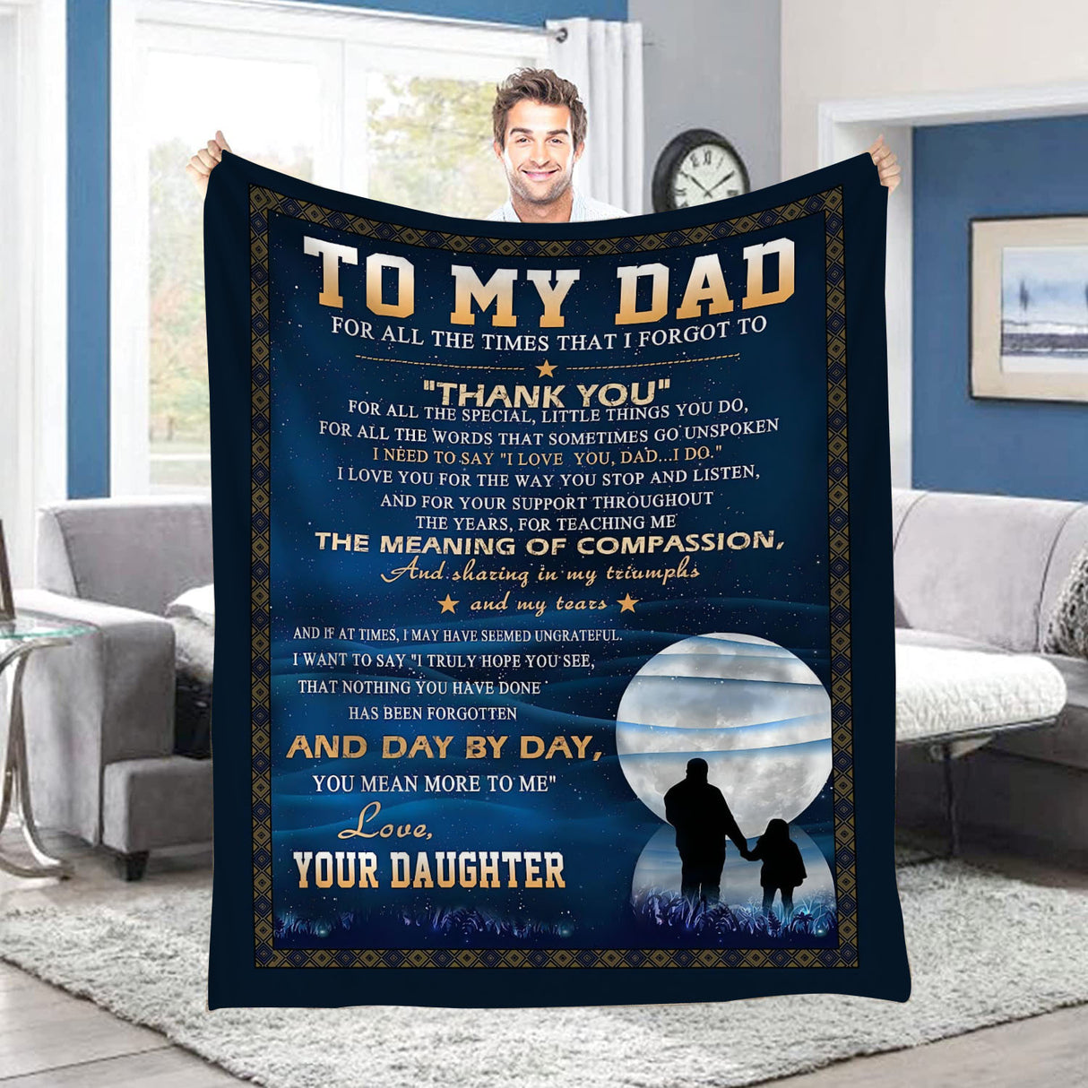 Manta polar acogedora para papá: un emotivo regalo para el Día del Padre. Manta de franela suave y cálida para todas las estaciones, perfecta para usar en interiores y exteriores.