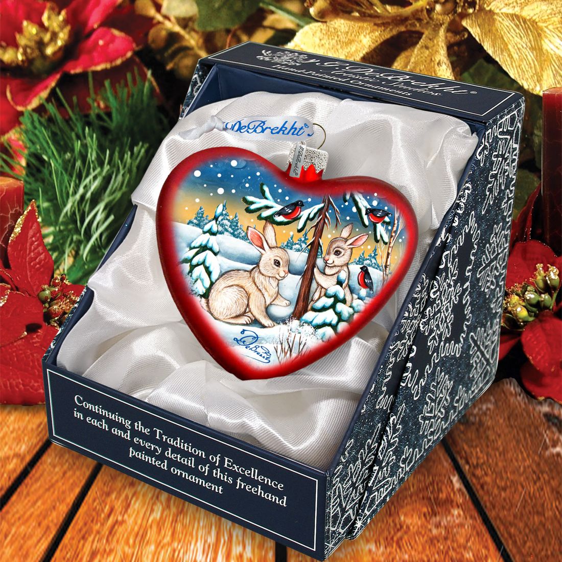 Bunny Play Glass Ornament by G. DeBrekht - Christmas Decor - 753-009