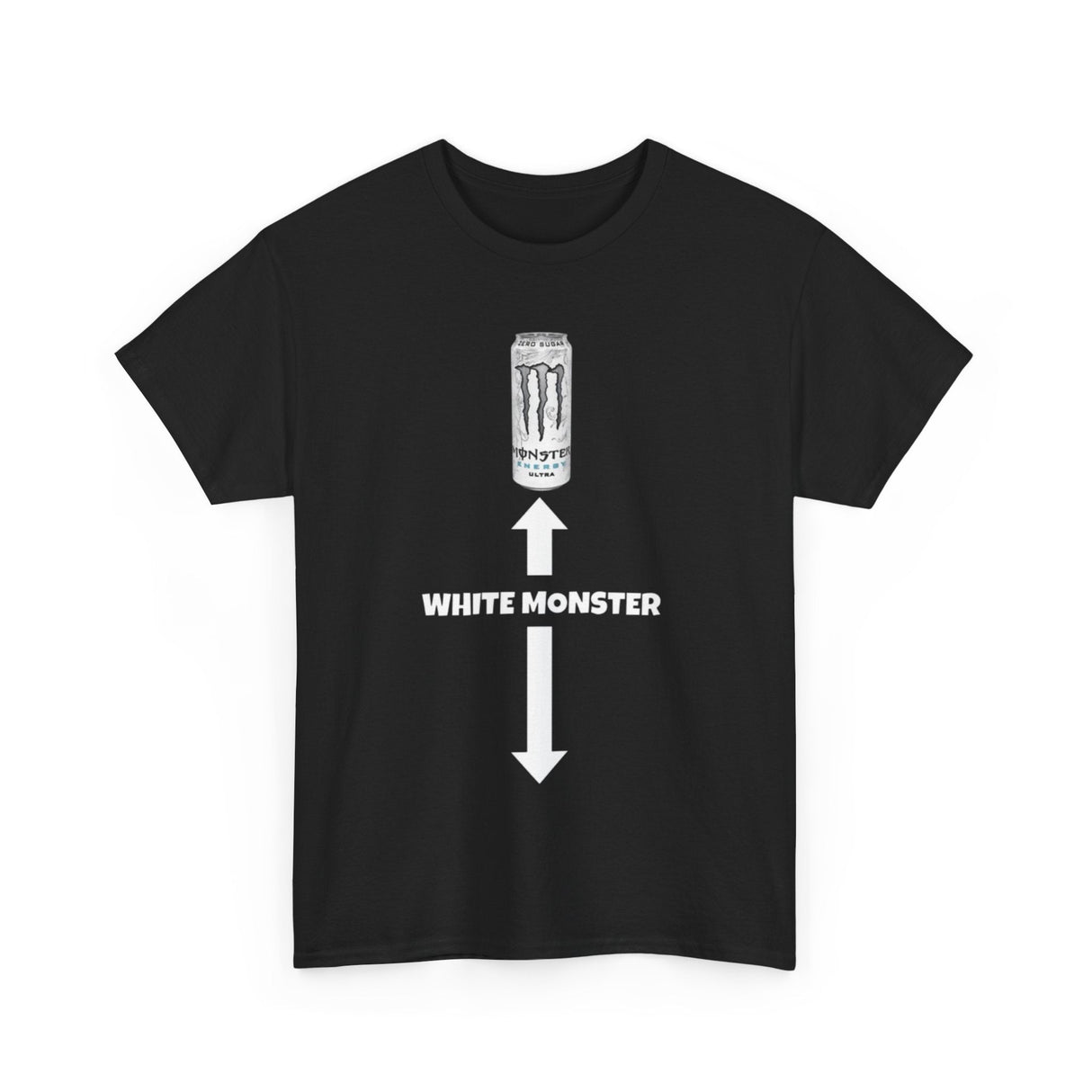 White Monster Funny Shirt – Hilarious Energy Drink Graphic Tee with Can Design