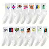 3/6/8/10/12 paires de chaussettes mi-longues avec graffitis et peinture au pistolet pour une mode, un confort et une durabilité personnalisés