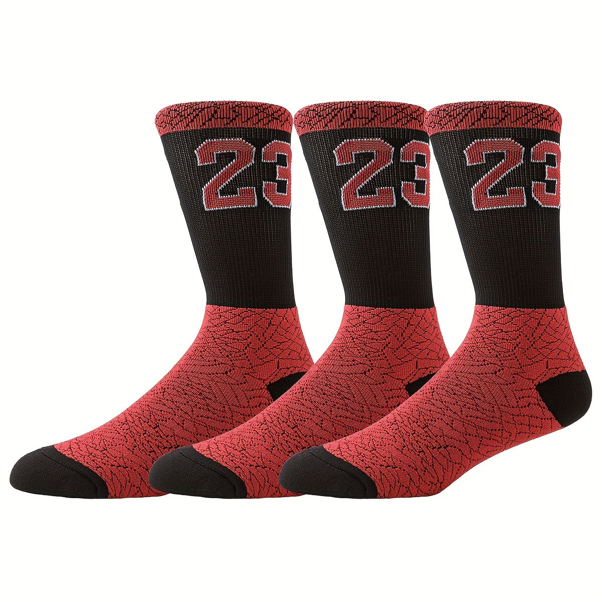 Lot de 5/3/1 paires de chaussettes de basket-ball numéro 23 pour homme, absorbant les chocs, confortables et respirantes, mi-mollet, pour l'extérieur
